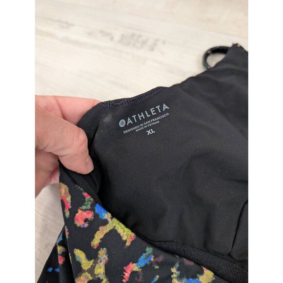 Athleta Leopard Keyhole One Piece Swimsuit‎ women's XL black dark multicolor - Picture 6 of 8